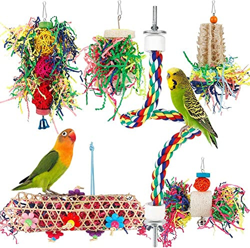 BBjinronjy leksak parakit tuggning strimlande född hängande fågel strimlat papper fågelbur tillbehör fågelrep abborre för Conure Cockatiel undulater lovebird papegoja