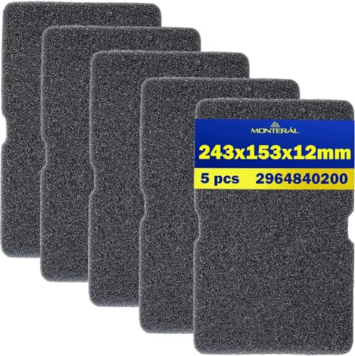 5 Pieces Sponge Filter for Tumble Dryer - 2964840200 for Beko for Smeg - with Size 243 x 153 x 12 mm - Warranty 10 Years - MONTERAL