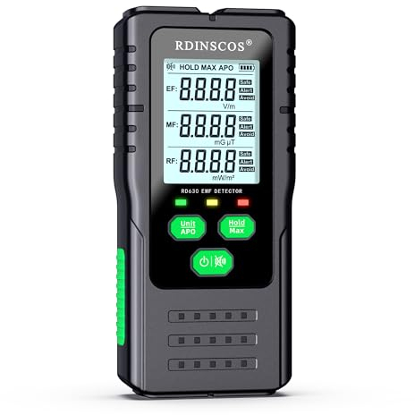EMF Meter, 3-in-1 Digital Electromagnetic Field Radiation Detector Hand-held Digital LCD EMF Detector, Great Tester for Home EMF Inspections, Office, Outdoor with a 9v Battery (RD630)