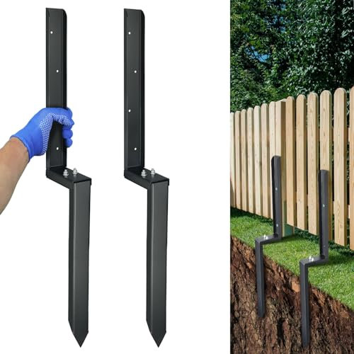 JPOIP Heavy Duty Steel Fence Repairs - 32 Inch Fence Post Anchors (2 Sets)