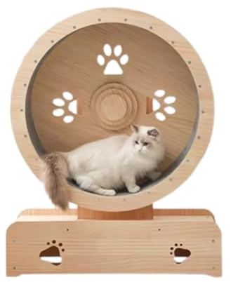 VesFy Katzenlaufrad Massivholz-Katzenrad, Katzenlaufband Mit Katzentunnel, Leises Katzen-Fitness-Laufrad Für Alle Katzen, Zwei Größen Ohne Installation (Size : Diameter 75cm)