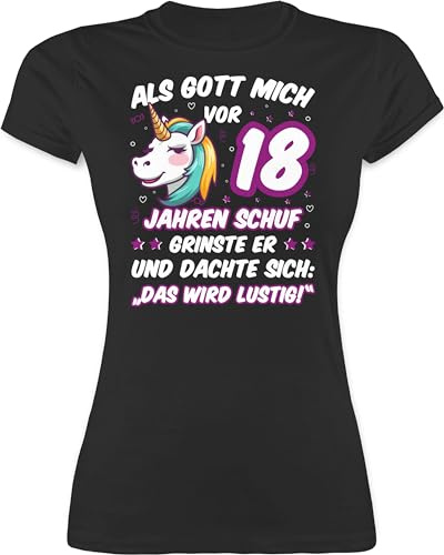 Shirtracer - Shirt Damen - 18. Geburtstag - Als Gott Mich vor 18 Jahren Schuf grinste er - Einhorn Einhornkopf