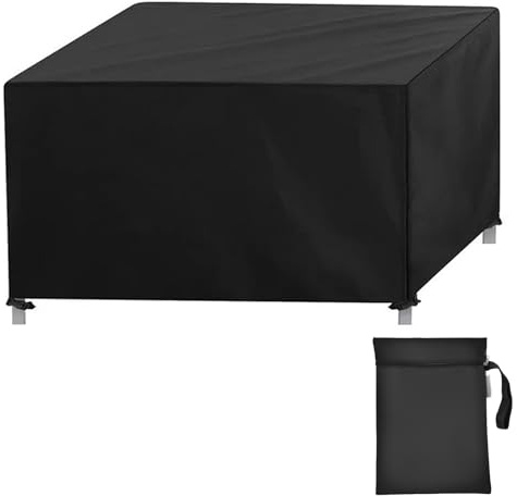 AKOLAFE Abdeckung Gartenmöbel Winterfest Wasserdicht 90x90x90 cm Tischabdeckung Outdoor Wetterfest Schwarz 420D Oxford Gartentisch Abdeckung Tisch Outdoor Schutzhülle Abdeckhauben für Möbelsets