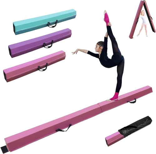 FCOUMY Schwebebalken Kinder 300cm Faltbarer Balken Turnen Balance Beam für Zuhause Training Klappbarer Schwebebalken Gymnastik Gymnastikbalken mit Rutschfestem Boden und Tragetasche