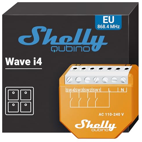 Shelly Wave i4 | Z-Wave Smart Controller | 4 Digitalen Eingängen | Hausautomation | Fortgeschrittene Steuerung | Geringer Energieverbrauch | Z-Wave-Gateway Erforderlich | Erweiterte Funkreichweite