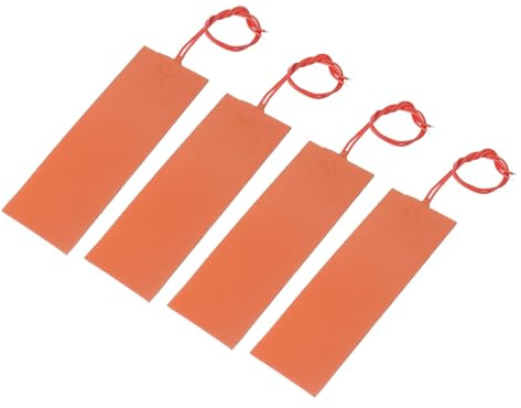 sourcing map Packung mit 4 Stück Silikon-Heizmatte 12V 20W Heizfolie | Flexible Heizplatte, 150mmx50mm, für konstante Temperatur, Heizmatte