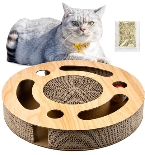 OctBird Cat Scratching Board & Mat - Round Cardboard Scratcher, Scratch Pad & Bed for Cats
