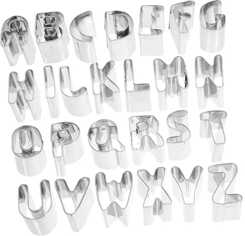 Alipis Stampo Per Biscotti 26 Pezzi Tagliabiscotti A Forma Di Lettera Inglese in Acciaio Inox Tagliabiscotti Con Lettere Dell'alfabeto Per La Cottura Forno