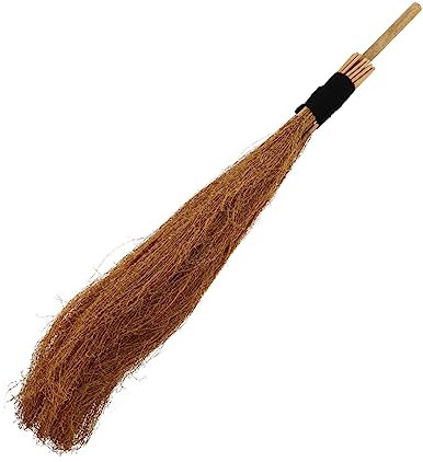 Anneome 1 Pc Balai d'halloween Balai De Sorcière Tordu Vintage Grand Manche à Nez Rouge Épais Authentique De Sorcière Masque Déguisements Foin De Foins