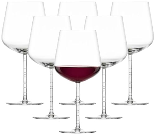 Zwiesel Glas Burgunder Rotweinglas Journey (6-er Set), 805 ml, Elegante Weingläser mit feinen Rillen im Stiel, spülmaschinenfeste Tritan®-Kristallgläser, Made in Germany