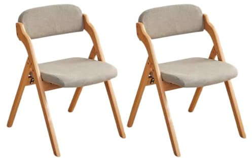 Tragbarer, einfach zusammenklappbarer Esstisch aus Holz, 2er-Pack, gepolstert, aus Massivholz, mit Sitzfläche und Rückenlehne aus Stoff, für Küche, Büro, Hochzeit, Party, Picknick, Hellgrau