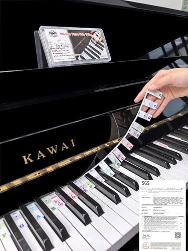 YPTSYSYS Piano Key Labels, Piano Note Stickers Removable for 88-Key Standard Full-Size Keyboard Reusable Silicone Strips Multi-Color Large Bold Letter for Beginners Kids (Colourful)