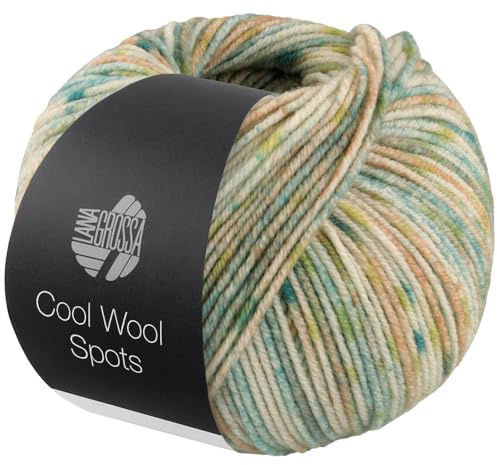 LANA GROSSA Cool Wool Spots | Extrafeine Merinowolle, waschmaschinenfest mit buntem Sprenkeldruck | Handstrickgarn aus 100% Schurwolle | 50g Wolle zum Stricken & Häkeln | 160m FB 5001