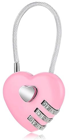 Lucchetto Armadietto a Combinazione 3 Cifre per Palestra - 1 Pezzo a Cuore Rosa