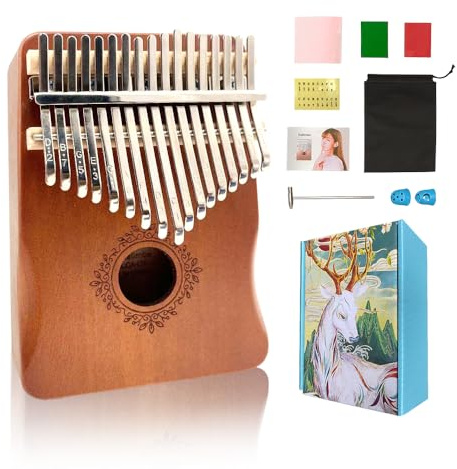 Vetimobato Kalimba Thumb Piano 17 Key - Portable Mbira Finger Piano for Adults Beginners, Mini Musical Instrument with Tuning Hammer & Carry Bag, Gift for Music Lovers (Mahogany)