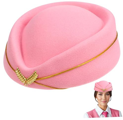 Homoyoyo Begleitermütze Stewardessenmütze Baskenmütze Stewardess Hut Flugkopfbedeckung Für Party Kostüm Cosplay Geschenk Für Frauen Hochwertige Materialien Ergonomisches Design Passende