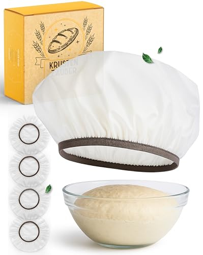 KRUSTENZAUBER 4 cubiertas para cestas de fermentación, lámina de fermentación reutilizable como accesorio para hornear pan, campanas de fermentación crean condiciones ideales para la fermentación de