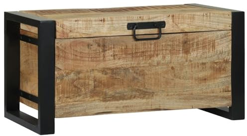 vidaXL Baule di stoccaggio 60x30x30cm in Legno massello di Mango e Metallo