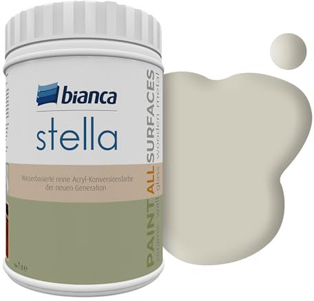 Bianca Stella Pintura para muebles premium sin lijado para cocina y baño, Capuchino, Brillante, 1000ml, a base de agua, pintura acrílica para todas las superficies, madera, azulejos, metal