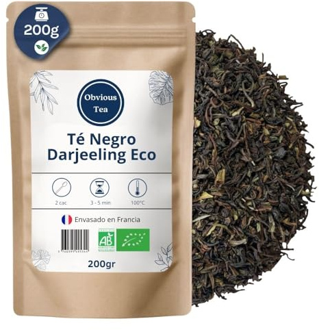 Ekologiskt Darjeeling svart te SFTGFOP1 lösbladste - Veganskt te, 100 % naturligt, GMO-fritt - Ekologiskt jordbruk - Förpackat i Frankrike - 200 g påse (100 koppar)