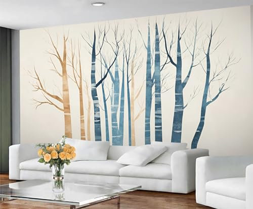 GIVLWF Papier peint abstrait bouleau à décoller et coller pour chambre à coucher, salon, ferme, décoration d'intérieur, paysage naturel