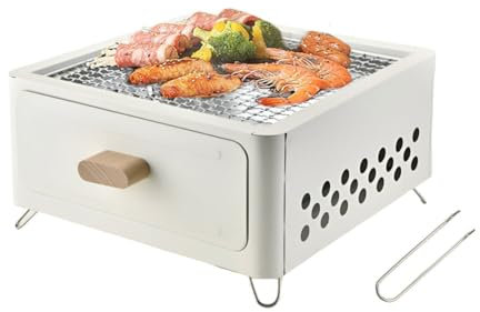 AIZYR Barbecue Coréen Au Charbon De Bois, Hibachi, Réchaud De Camping, Réchaud À Charbon Portable, pour Pique-Niques Et Campings,Blanc