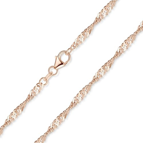 Singapurkette Rosegold 925 Silber rosé vergoldet 3mm K11 | gedrehte Halskette für Damen aus veredeltem Sterlingsilber von MATERIA by Matthias Wagner