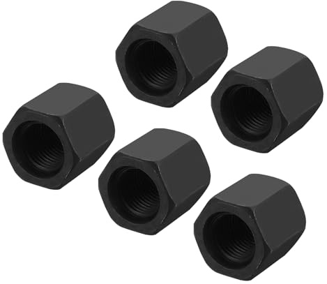sourcing map Dadi esagonali M16 x 1,5 in acciaio al carbonio, 5 pezzi da 24 mm di lunghezza, completamente filettati, per tubi, colore nero