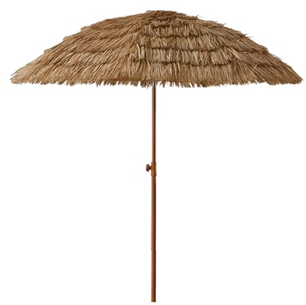 Parasol hawaïen 200 cm, Pliable et inclinable, en chaume, pour extérieur, Portable, Facile à Installer, 8 Baleines, pour Plage, Jardin, terrasse