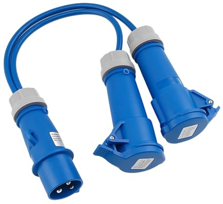 16 Amp Splitter Electric Cable Caravan Motorhome 2 Way Hook Up Cable | Splitter 16 A to 2 x16 A Adaptor Male to Female for Camping Caravans Motorhomes Catering Trailers and Generators (3 Pin Plug)