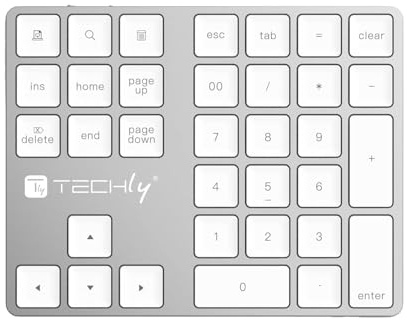 Techly 622694 Tastierino Numerico BT V3.0 Wireless 34 Tasti Argento Grigio Silver