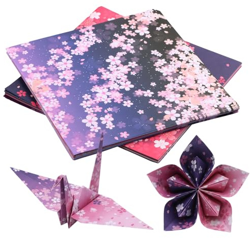 120 Blatt Origami Papier, 15x15 cm Faltpapier mit Kirschblütenmuster, Leicht Faltbares Washi-Papier für Kinder & Erwachsene, Bastelprojekte, Kunst und Handwerk