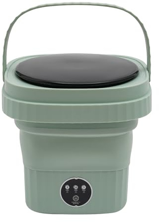 Mini lavadora plegable de 6 l, portátil de viaje, con función centrifugado y luz azul, silenciosa, 36 dB, lavadora de camping, para ropa interior, ropa de bebé, viajes, casa (verde)