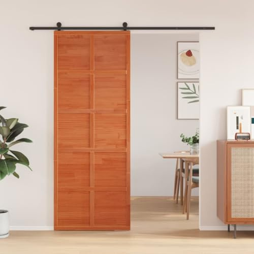 Puerta corredera para habitaciones, puerta de granero, 80 x 208 cm, madera maciza de pino, puerta corredera plegable para salón, oficina, clínicas