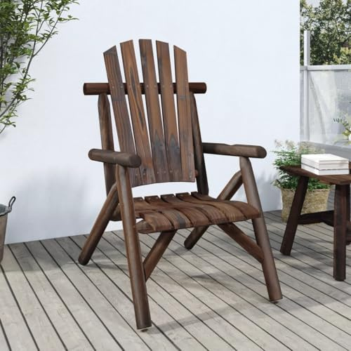 LoogCape Gartenstuhl 68x86x103 cm Massivholz Fichte, Robuster Outdoor Sessel für Terrasse, Balkon, Gartenmöbel Set, Bequemer Holzstuhl