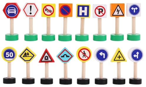 Générique Panneaux de signalisation Jouets - Panneaux de Feux de Circulation, Panneau de signalisation de Circulation Urbaine pour l'éducation précoce, 16x Jouet de Feux de circulations routière pour