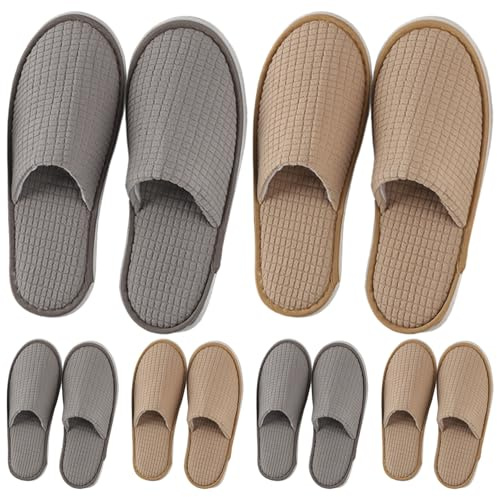 Joygoodta Pantofole usa e getta, Pantofole usa e getta per ospiti, 6 paia di scarpe da interno in morbido pile antiscivolo per hotel spa, feste di matrimonio, viaggi
