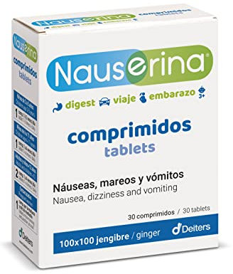 DEITERS - Nauserina Jengibre en 30 Cápsulas, Complemento Alimenticio, Pastillas para Embarazadas, Anti-mareo, Digestivas