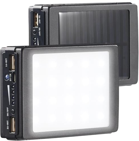 revolt Solarcampingleuchte: 2in1-Solar-Powerbank mit Campingleuchte, 11.000 mAh, 20 LEDs, 240 lm (Powerbank mit Licht, Ersatz Akku Solarleuchte, Lamp)