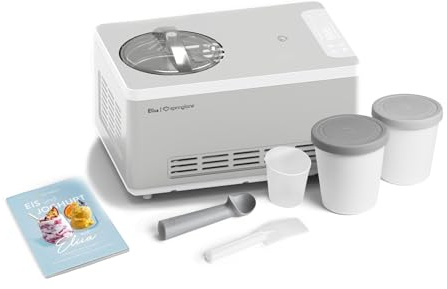 SPRINGLANE Heladera yogurtera 2 en 1 ELISA con compresor de refrigeración y función de calefacción, 2 l Máquina de helados y yogur en acero inoxidable, función de mantenimiento de frío