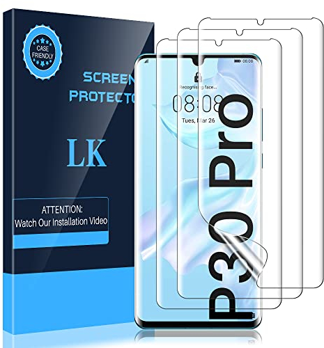 LK 3 Stück Schutzfolie Kompatibel mit Huawei P30 Pro Folie, Weich TPU Displayschutzfolie mit Vollständige Abdeckung, Ultra-HD, Hüllenfreundlich, Blasenfrei