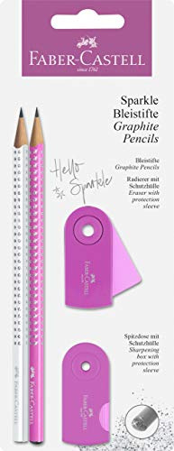 Faber-Castell 218477 - Schreibset Sparkle, Pearl Pink/weiß