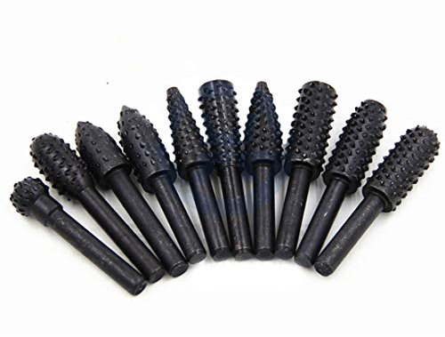 Carbono Acero Rotativo Burr Conjunto Escofina Brocas Archivos, 10 Piezas De 1/4 '' De 6 Mm Madera Escofina Del Archivo Del Taladro Bits Rotary Escofina Conjunto Carpintería Herramienta De Talla