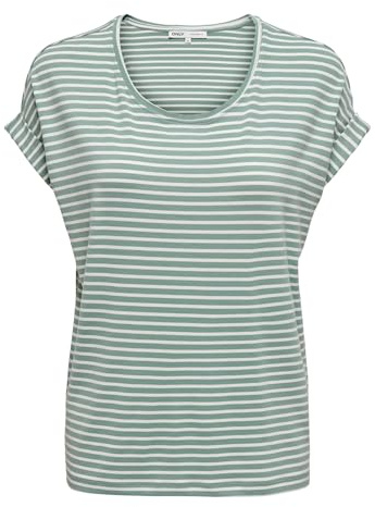 Only ONLMOSTER Stripe S/S O-Neck Top Jrs Noos, T-Shirt Donna, Opacity, Rose Smoke/Detail:Melange, Medium