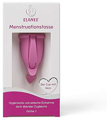 ELANEE Menstruationstasse Größe 1, einfache Entnahme dank diskreter Zuglasche, 23 ml Füllmenge (740-00)