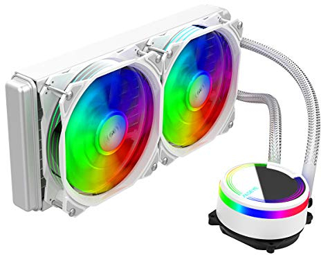 ALSEYE M240 Liquid CPU Cooler, ARGB AIO CPU Liquid Cooler with 240mm Radiator and Dual 120mm Max Series ARGB & PWM Fans (White)