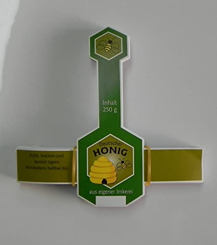Generisch 100 Etiketten f.250g neutral,grün naßklebend Honig Imker imkerei Aufkleber großer Bienenkorb Honigglasetiketten Honigetiketten