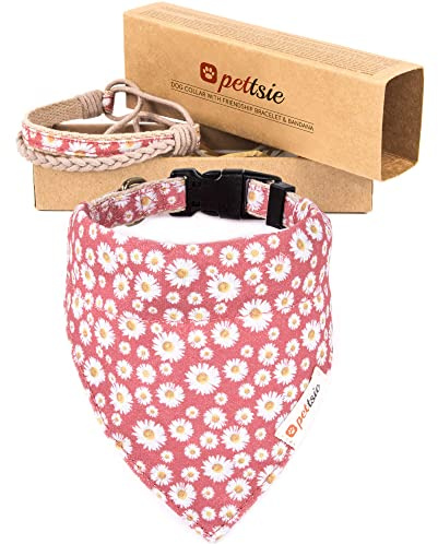 Pettsie Hundehalsband mit Bandana Tuch und Freundschaftsarmband, Rosa
