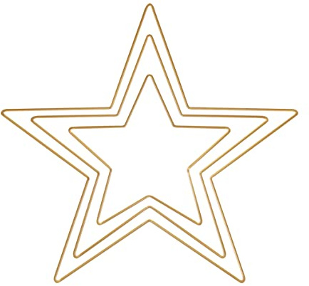Rayher Metallformen Sterne, Box 3 Stück, Größen sortiert, gold, je 1x 20 cm, 30 cm, 40 cm, Stärke ca. 3 mm, Drahtformen zum Basteln, für Wickeltechnik, Floristik, 25224616