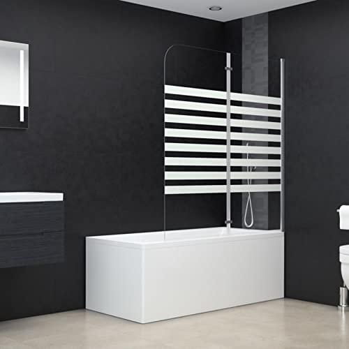 ANGYANG Duschabtrennung, Duschwand, Badewannenaufsatz, Duschwand Für Badewanne, Badewanne Wand, Glaswand Badewanne, Badewanne Duschwand, 120x140 cm Hartglas Streifen